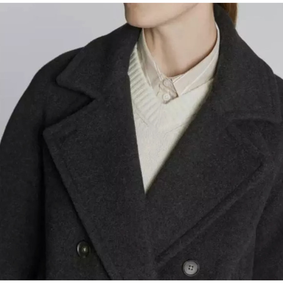 NWOT Everlane Women's The Italian ReWool Long Peacoat Heathered Black Size S - Picture 15 of 16